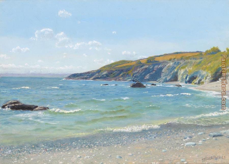 Perran Point Cornwall painting - Arthur Hughes Perran Point Cornwall art painting